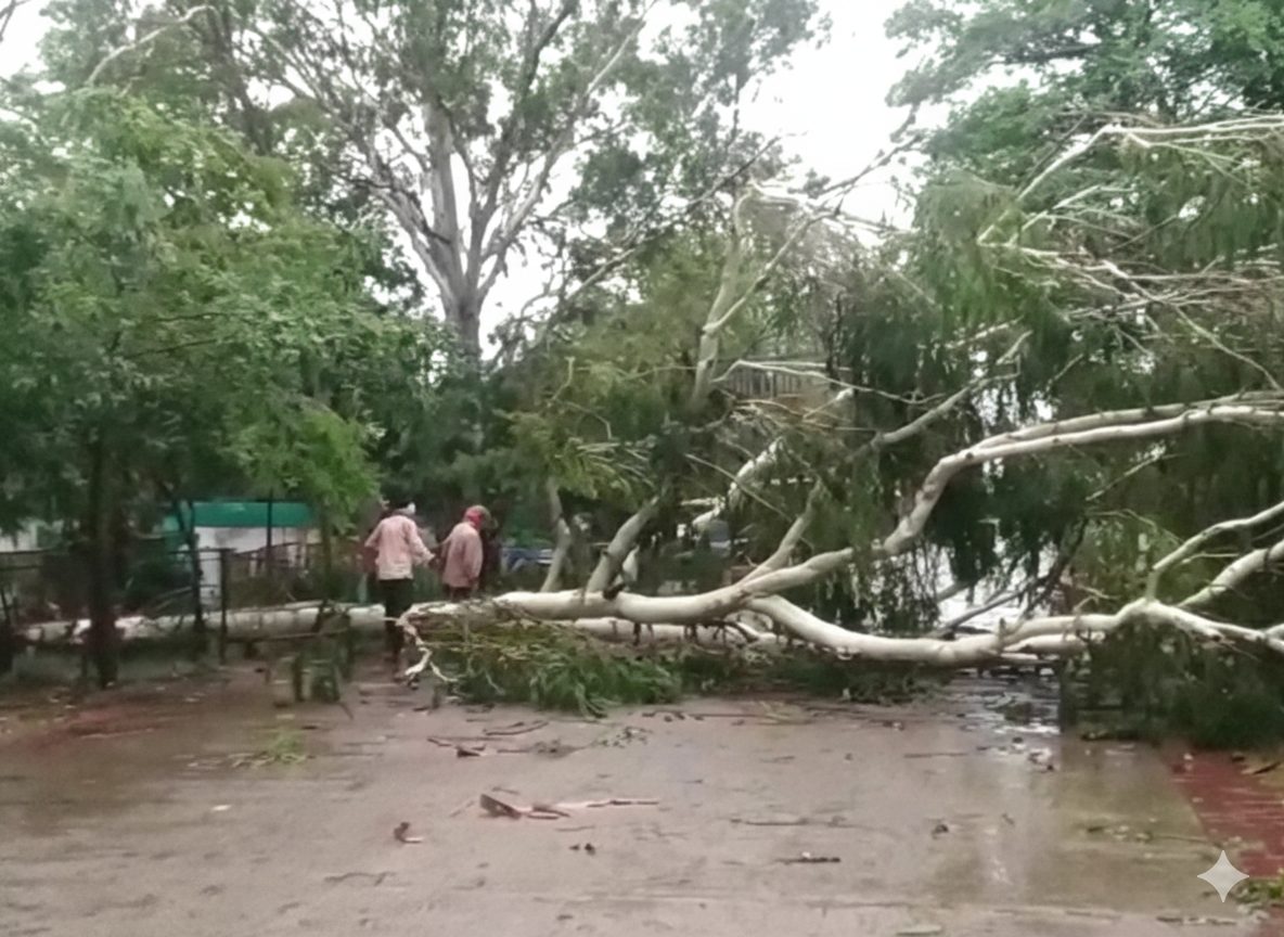 सतना में चक्रवाती तूफान का कहर, कई घरों को नुकसान