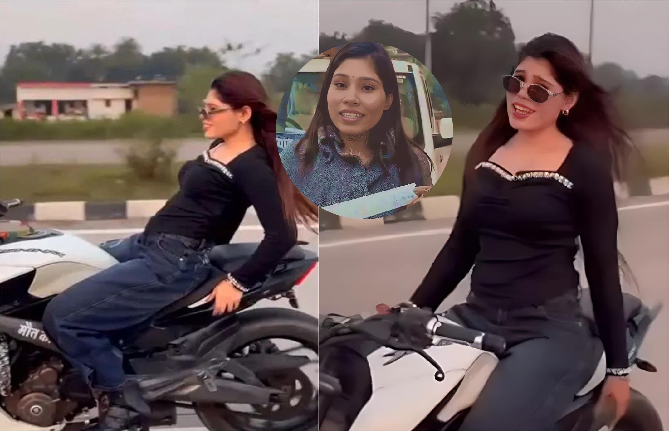 छतरपुर में हाईवे पर युवती का खतरनाक बाइक स्टंट,